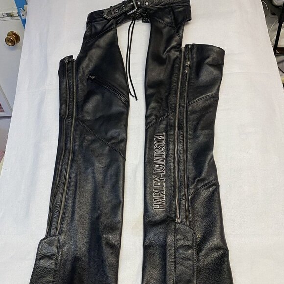 Harley-Davidson Women's Deluxe Leather Motorcycle Chaps Black Large NWOT - Picture 4 of 8